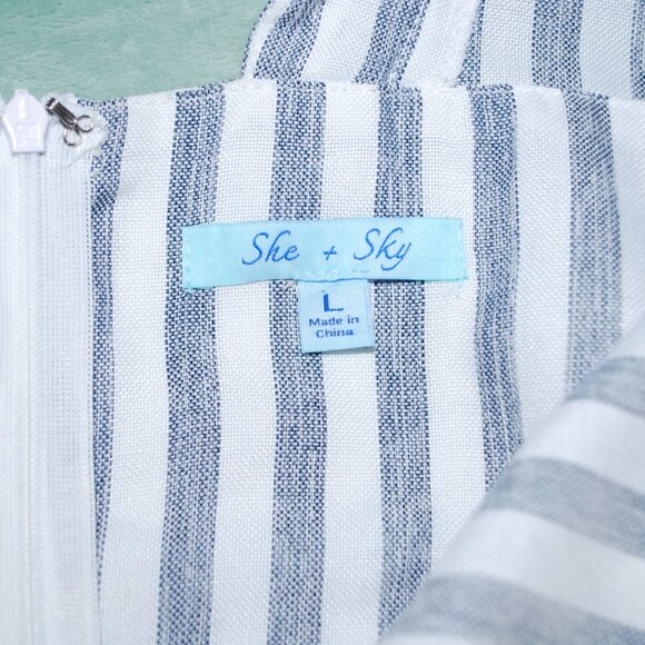 🌞👗Cute and Comfy SHE + SKY Blue and White Stripe Chambray Dress🌞👗 - Picture 14 of 14